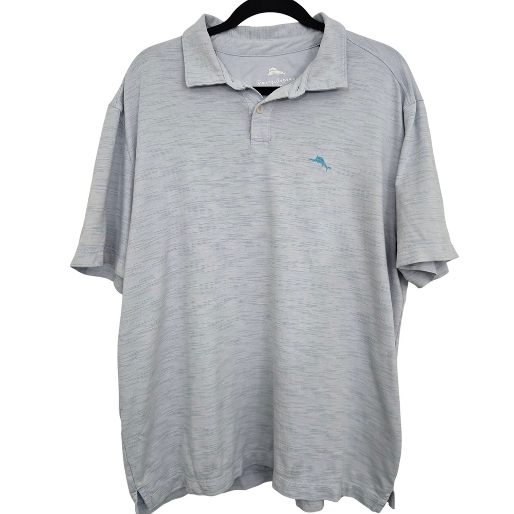 Tommy Bahama‎ Mens XL Polo Shirt Light Blue Mélange Golf Resort Marlin